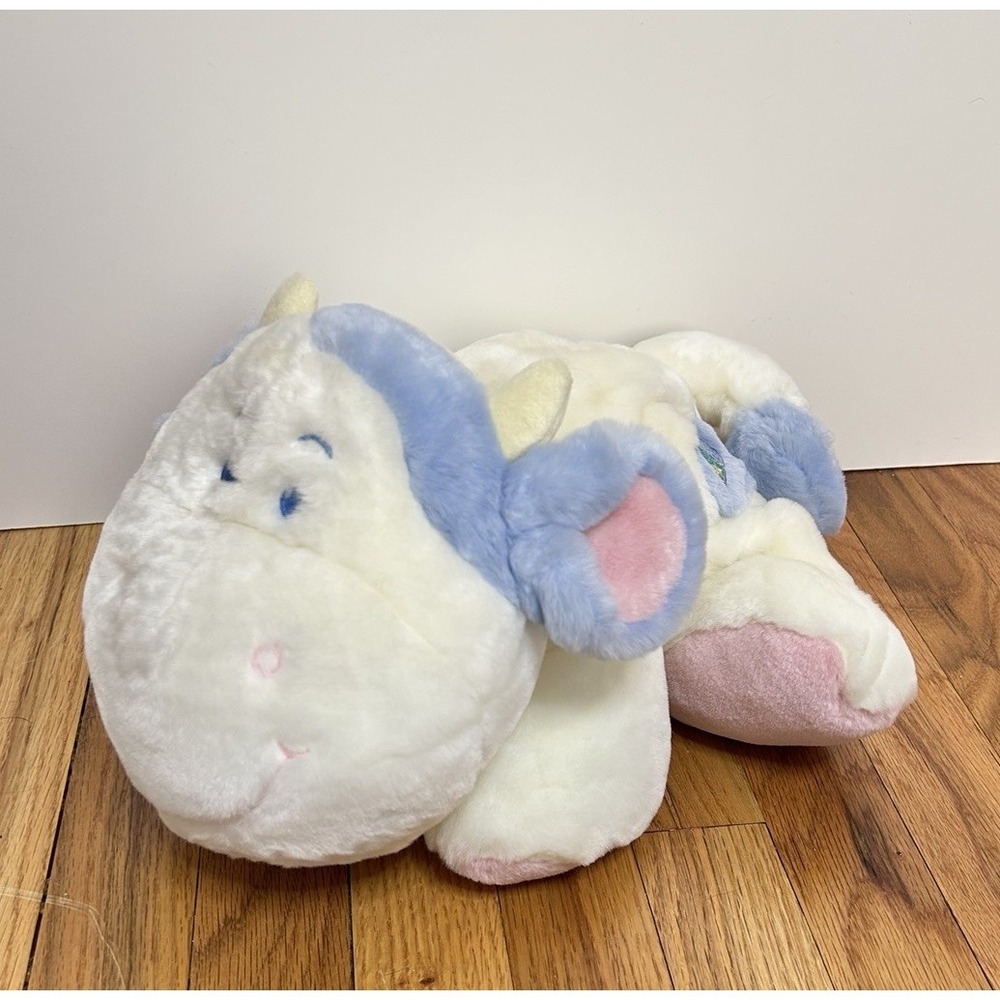 Vtg 90's Animal Alley Pastel My First Cow Plush Stuffed Animal Laying 17"